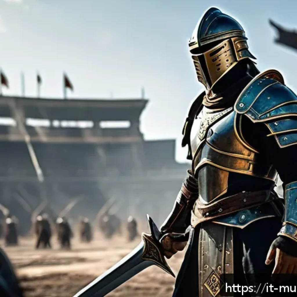 뮤 모나크 PvP 장비 추천 - A fierce PvP warrior clad in heavy armor designed for frontal combat, wielding a massive two-handed ...