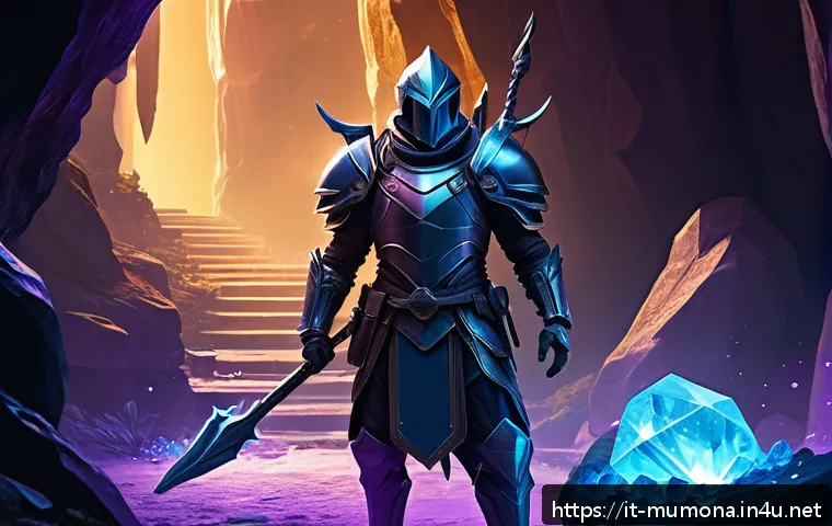 뮤 모나크 채집 콘텐츠 - A detailed fantasy game scene showing a skilled character wearing light armor and carrying upgraded ...